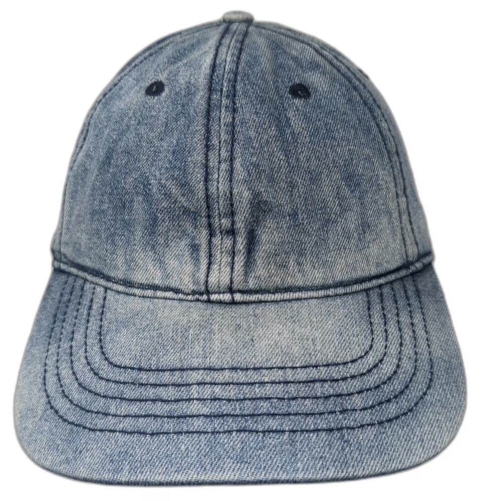 Infinity Baseball Cap Blue One Size Denim Stonewashed Leather Strapback Hat